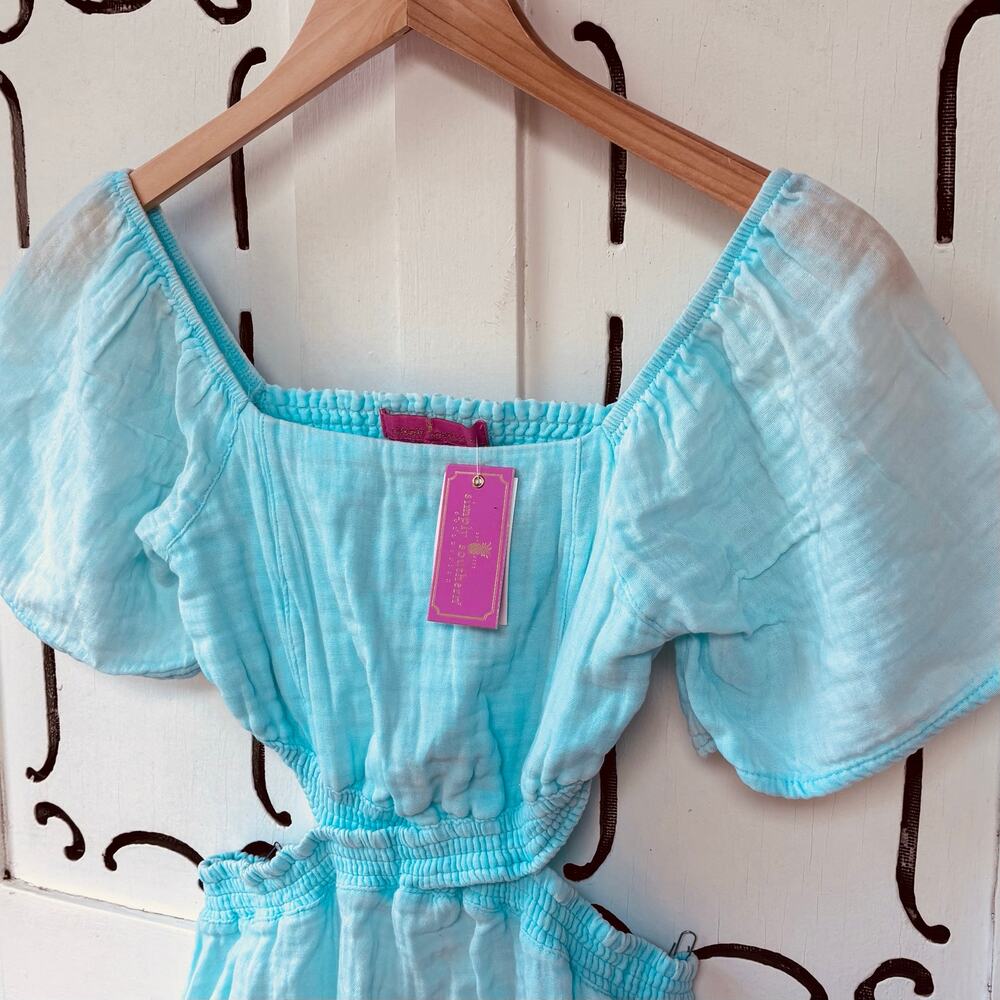 Simply Southern Cut Out Boho Romance Light Blue Dress Sz Small